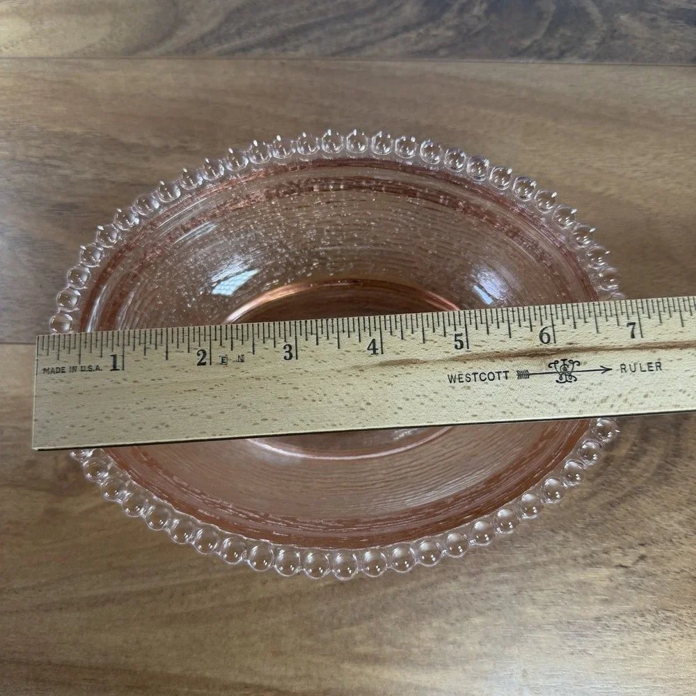 Vintage Indiana Glass Peach/ Pink Hen On A Nest Beaded Edge BOTTOM ONLY 7